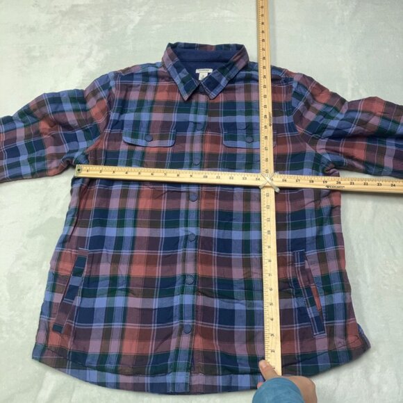 LL Bean Shirt Women's M Fleece-Lined Flannel Shirt Purple Snap-Front Plaid - Picture 5 of 6